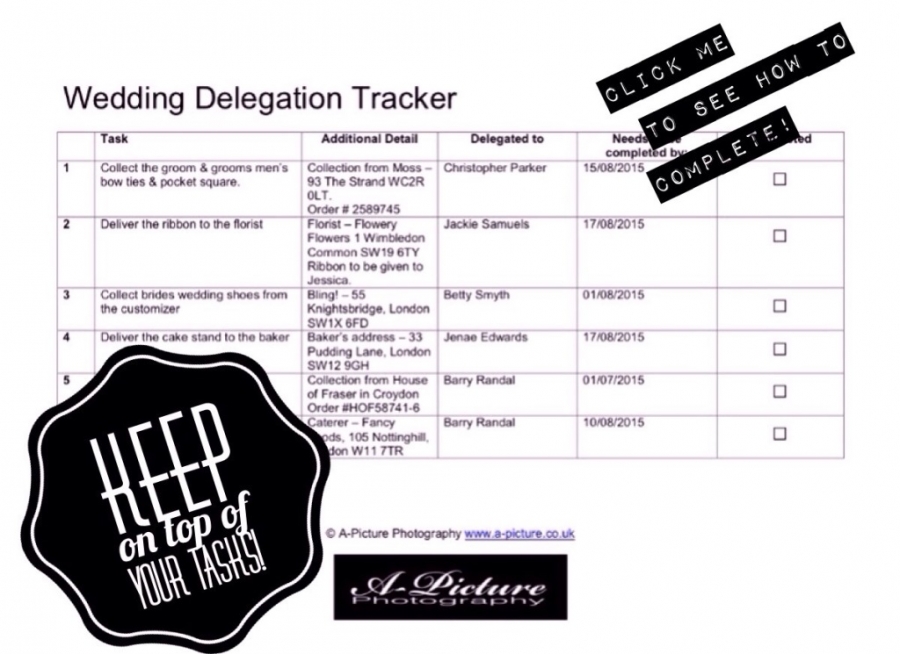 Wedding Delegation Task Tracker
